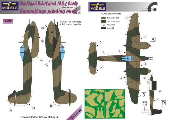 Westland Whirlwind Mk.I Early Camouflage Painting Mask