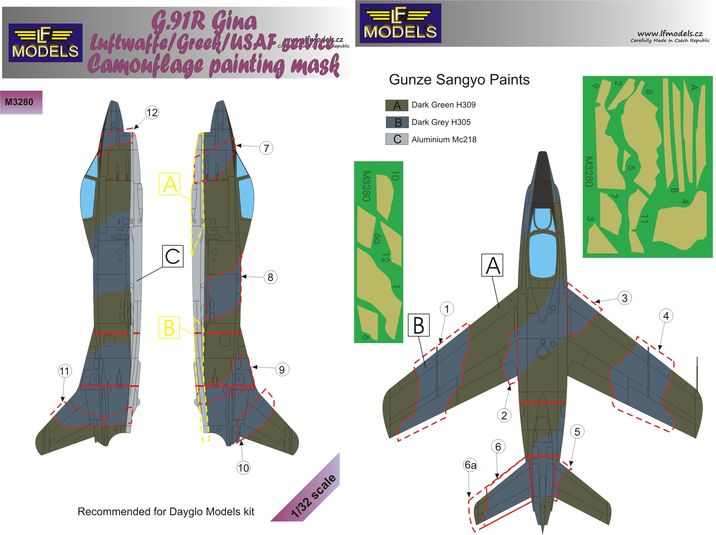 G.91R Gina Luftwaffe/Greek/USAF service Camouflage Painting Mas